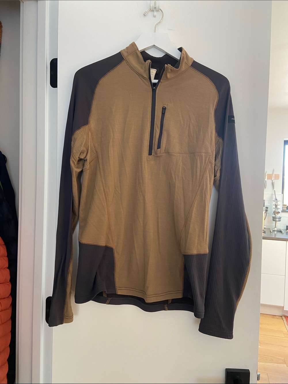 Men's Zip-Up Performance Pullover - Brown/Charcoal